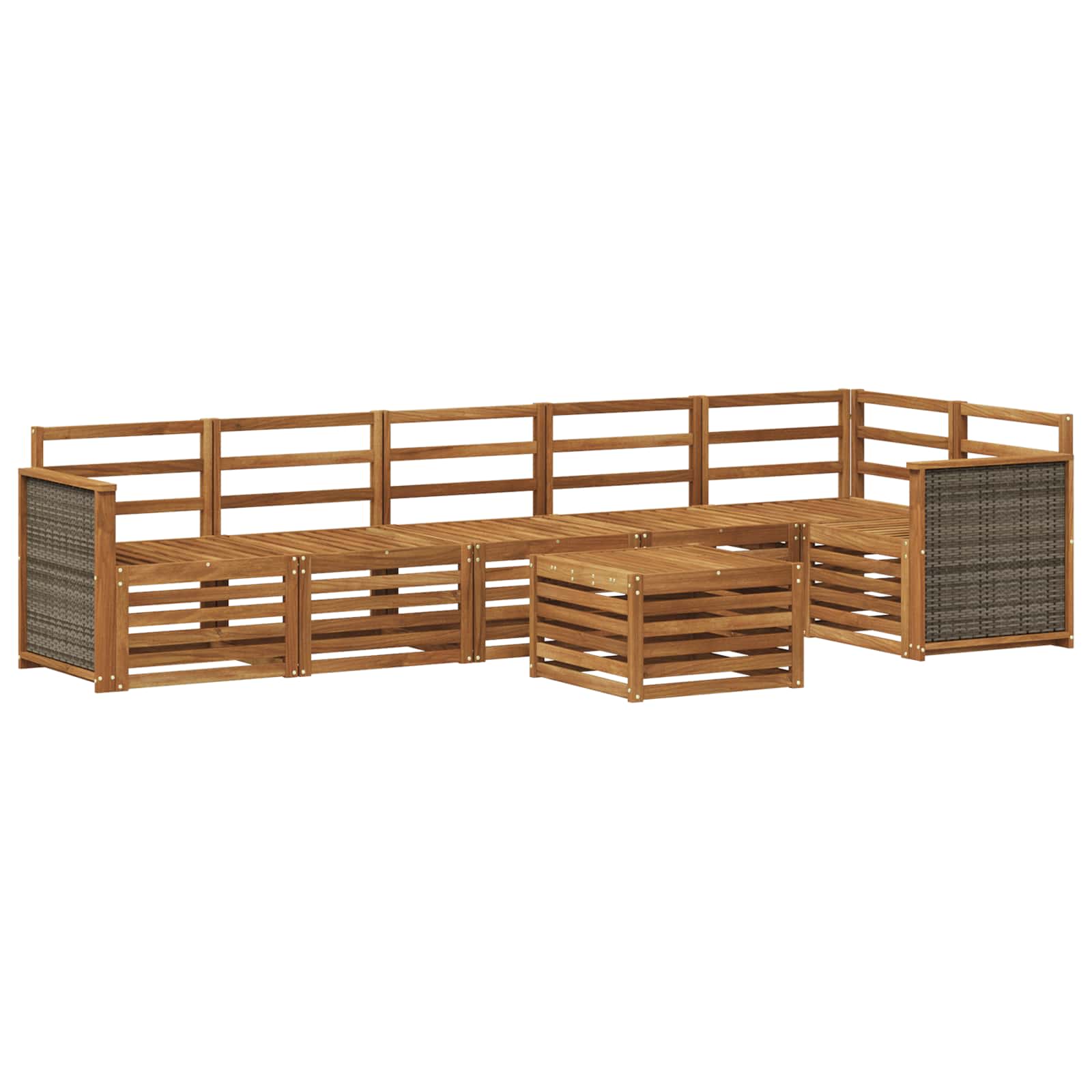 vidaXL Zestaw sofy narożnej 6 pcs naturalny Lite Drewno Akacji