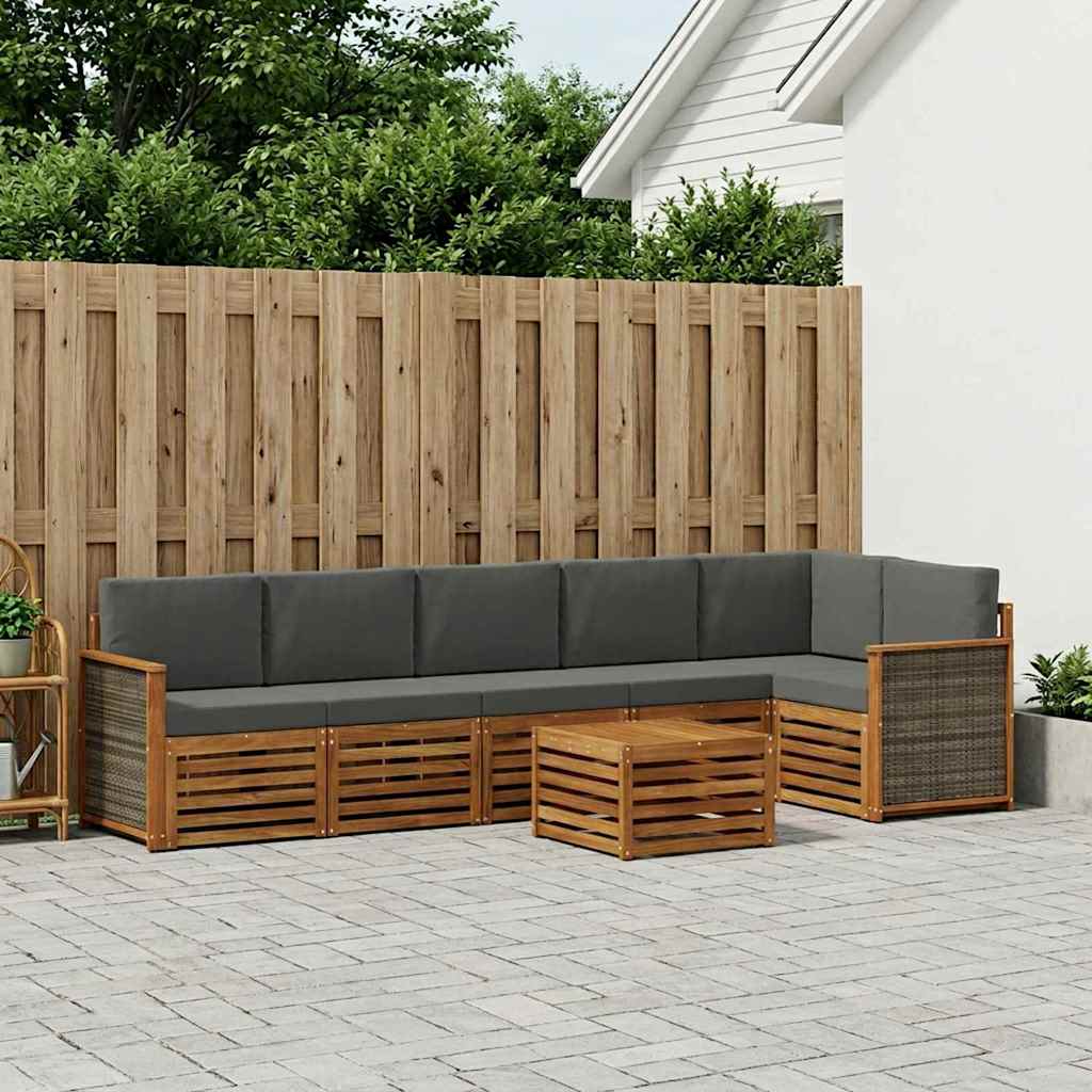 vidaXL Zestaw sofy narożnej z poduszką 6 pcs Naturalny i Antracytowy