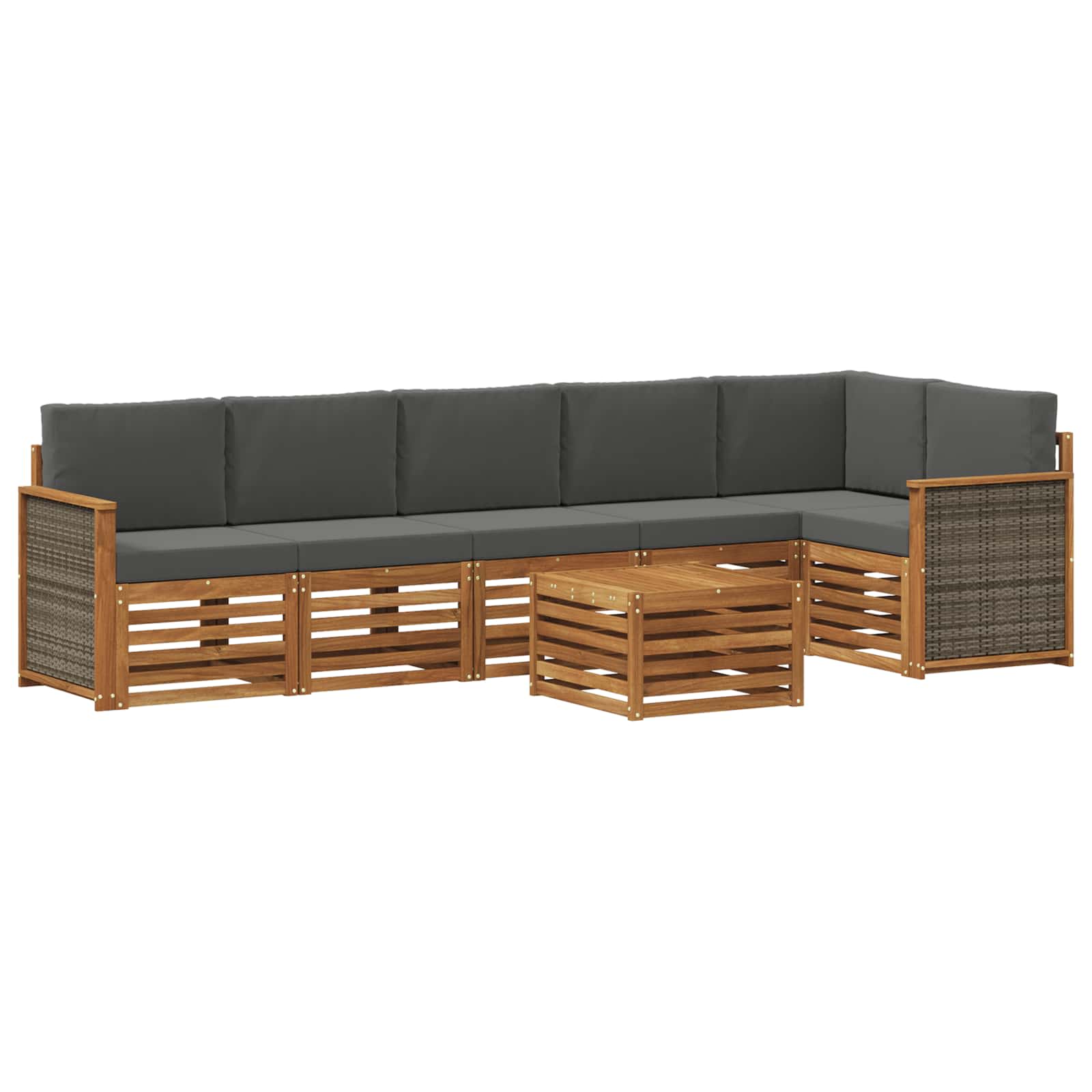 vidaXL Zestaw sofy narożnej z poduszką 6 pcs Naturalny i Antracytowy