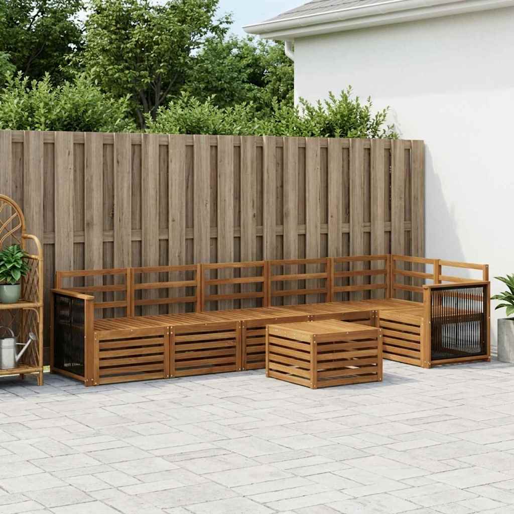 vidaXL Zestaw sofy narożnej 6 pcs naturalny Lite Drewno Akacji