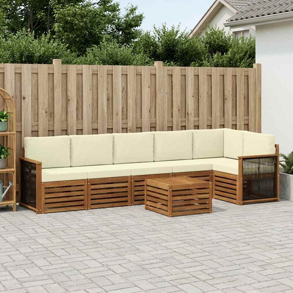 vidaXL Zestaw sofy narożnej z poduszką 6 pcs Naturalny i Kremowy