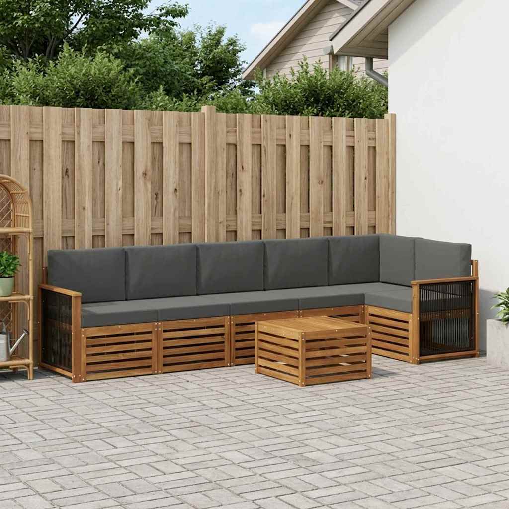 vidaXL Zestaw sofy narożnej z poduszką 6 pcs Naturalny i Antracytowy