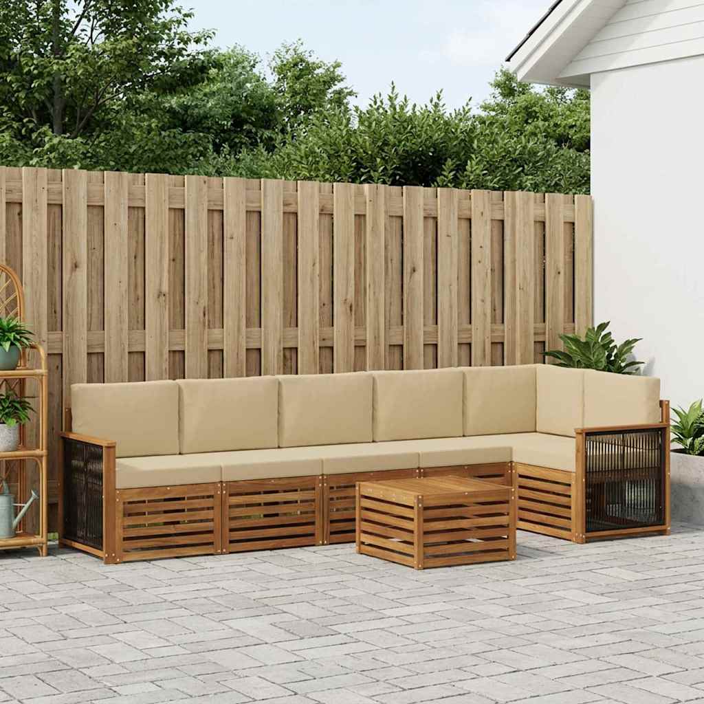 vidaXL Zestaw sofy narożnej z poduszką 6 pcs naturalny