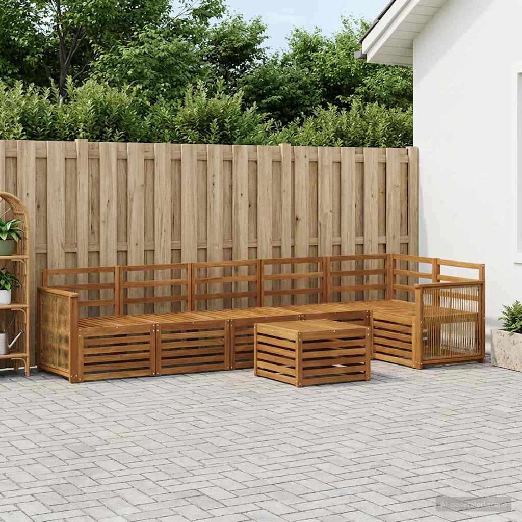 vidaXL Zestaw sofy narożnej 6 pcs naturalny Lite Drewno Akacji