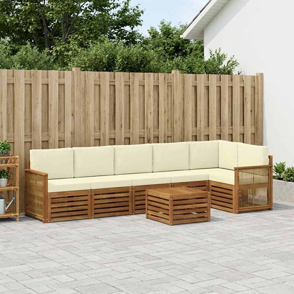 vidaXL Zestaw sofy narożnej z poduszką 6 pcs Naturalny i Kremowy