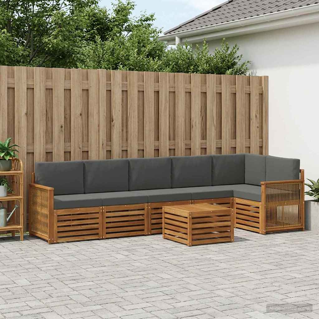 vidaXL Zestaw sofy narożnej z poduszką 6 pcs Naturalny i Antracytowy