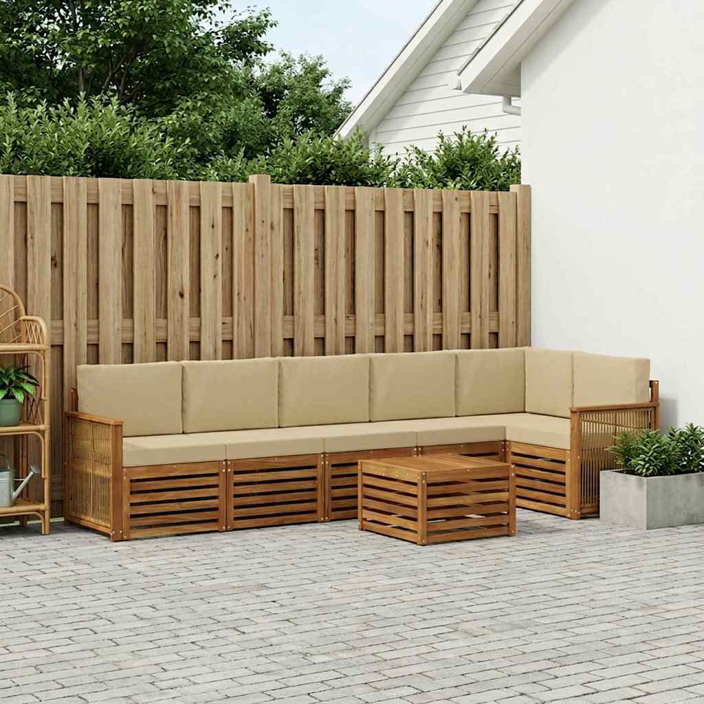 vidaXL Zestaw sofy narożnej z poduszką 6 pcs naturalny