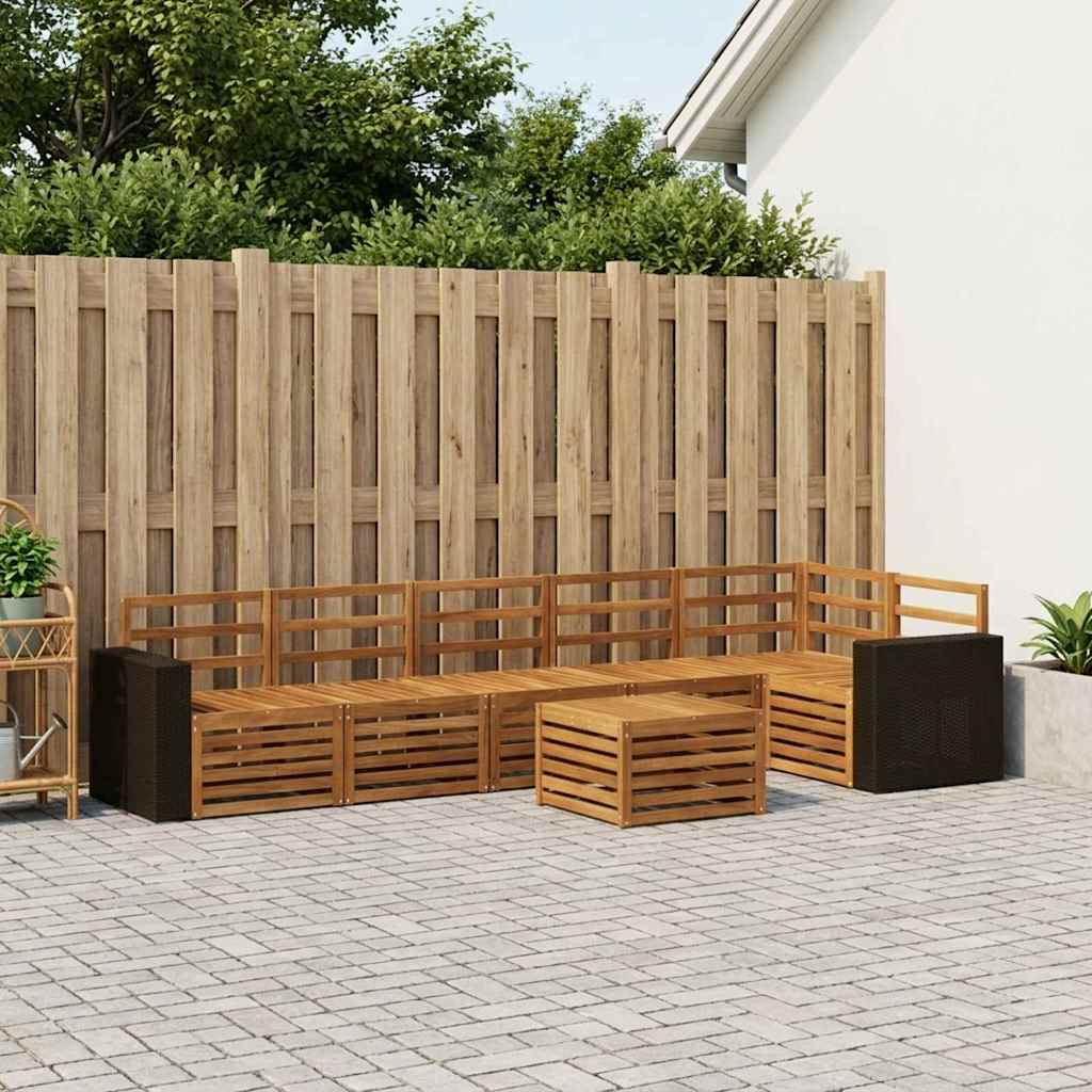 vidaXL Zestaw sofy narożnej 7 pcs naturalny Lite Drewno Akacji
