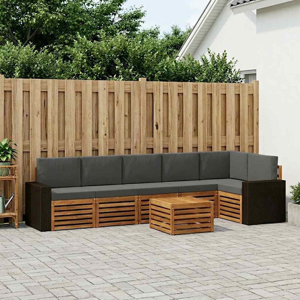 vidaXL Zestaw sofy narożnej z poduszką 7 pcs Naturalny i Antracytowy