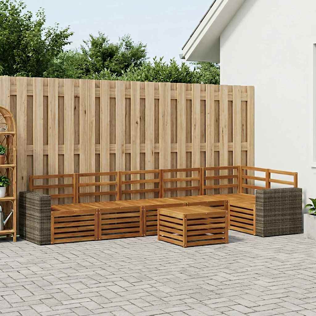 vidaXL Zestaw sofy narożnej 7 pcs naturalny Lite Drewno Akacji