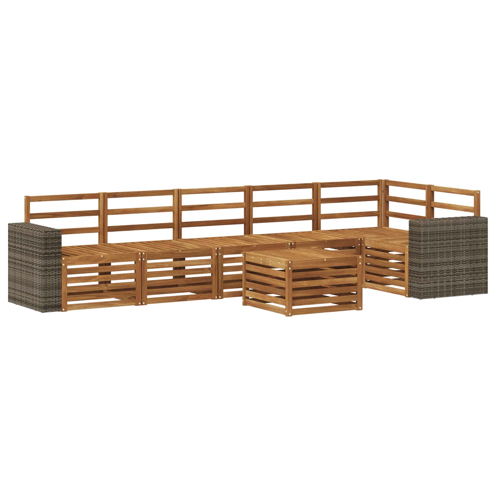 vidaXL Zestaw sofy narożnej 7 pcs naturalny Lite Drewno Akacji