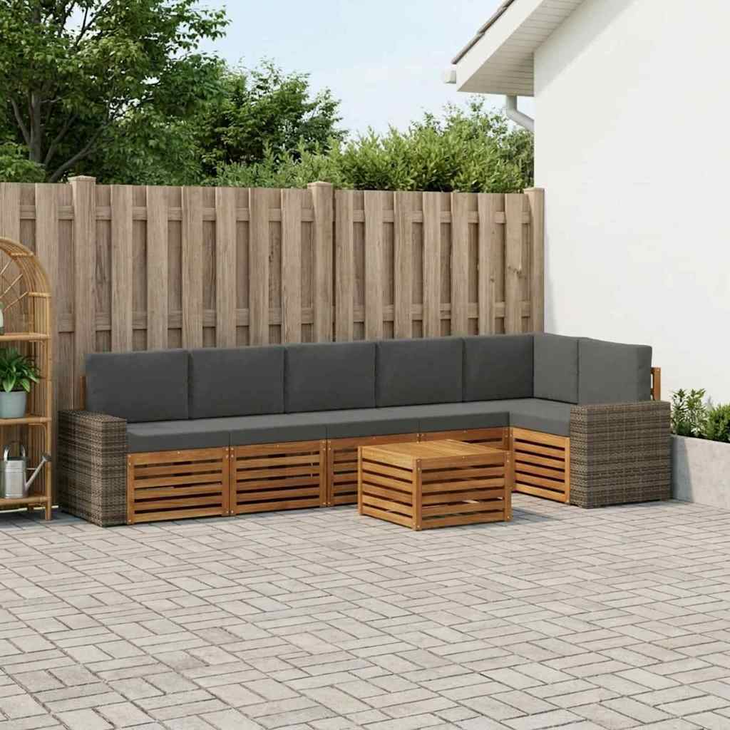 vidaXL Zestaw sofy narożnej z poduszką 7 pcs Naturalny i Antracytowy