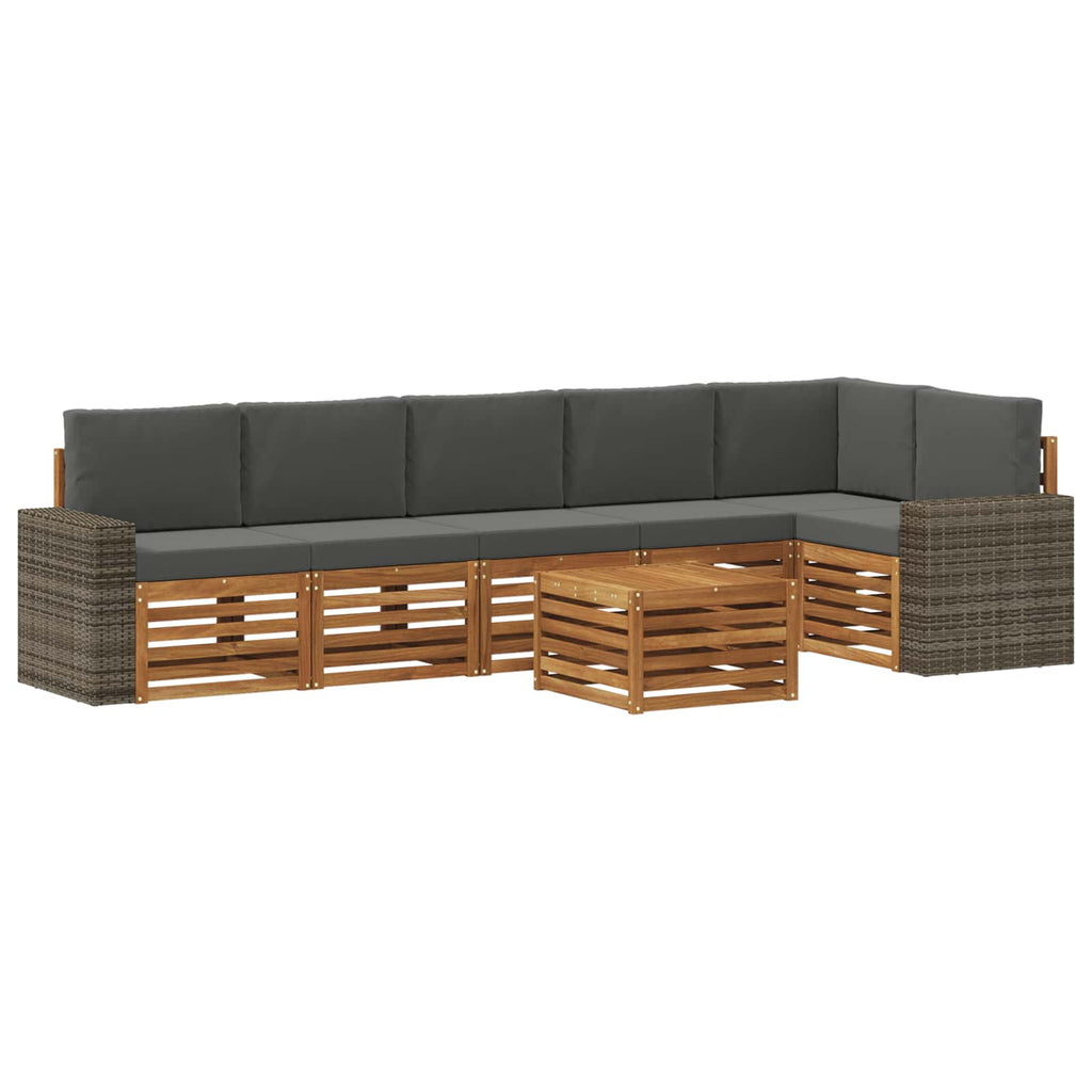 vidaXL Zestaw sofy narożnej z poduszką 7 pcs Naturalny i Antracytowy