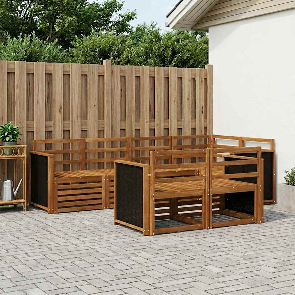 vidaXL Zestaw sofy narożnej 6 pcs naturalny Lite Drewno Akacji