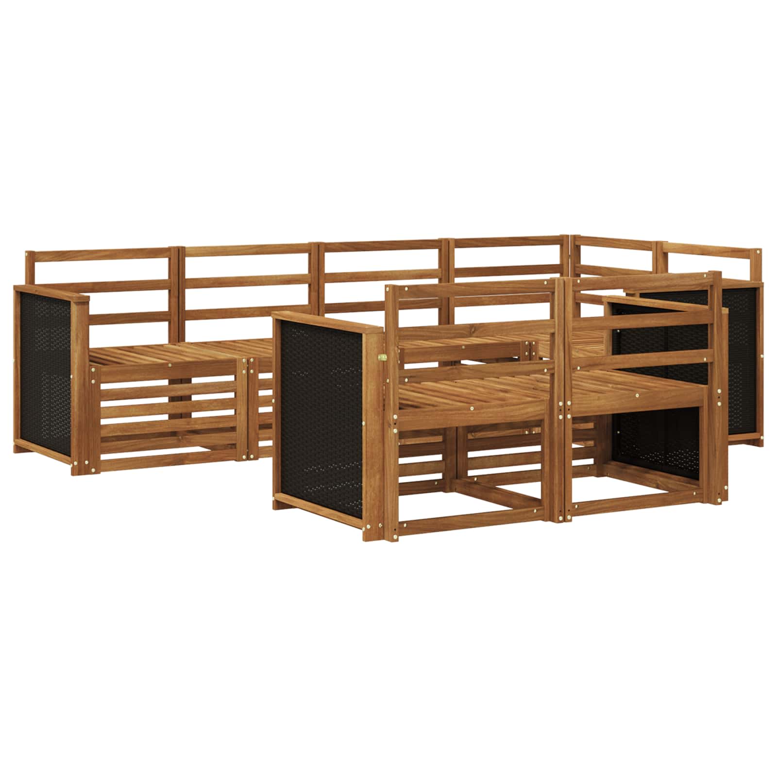 vidaXL Zestaw sofy narożnej 6 pcs naturalny Lite Drewno Akacji