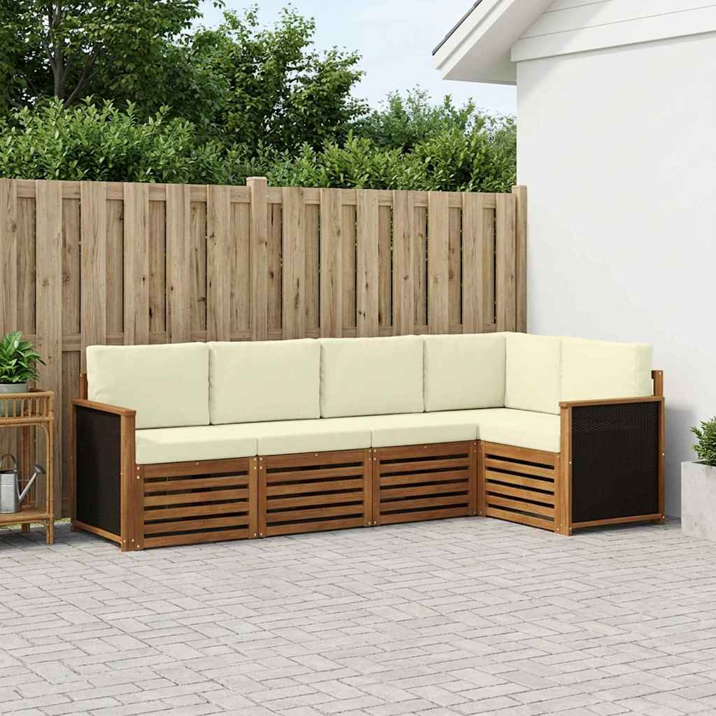 vidaXL Zestaw sofy narożnej z poduszką 6 pcs Naturalny i Kremowy