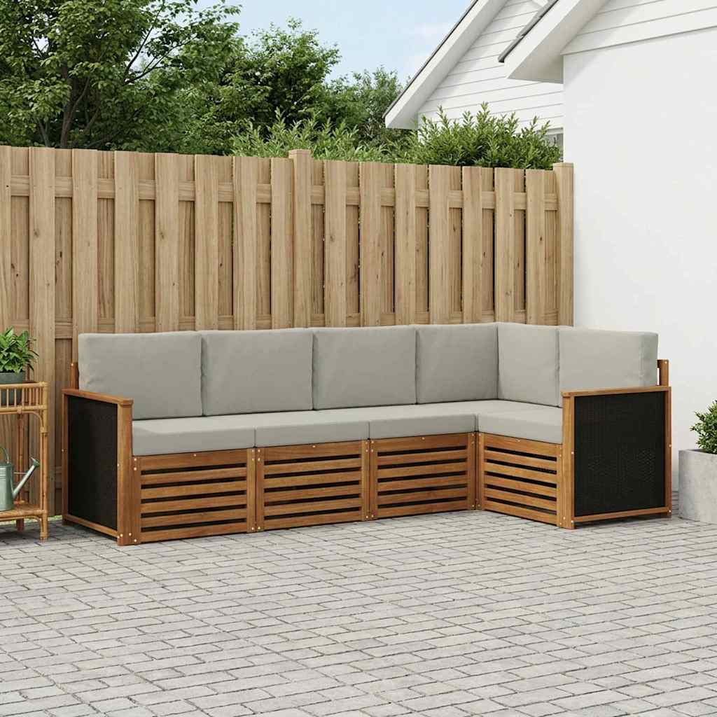 vidaXL Zestaw sofy narożnej z poduszką 6 pcs Naturalny i jasnoszary