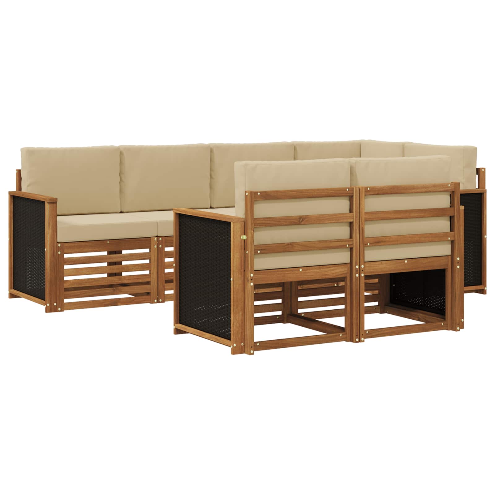 vidaXL Zestaw sofy narożnej z poduszką 6 pcs naturalny