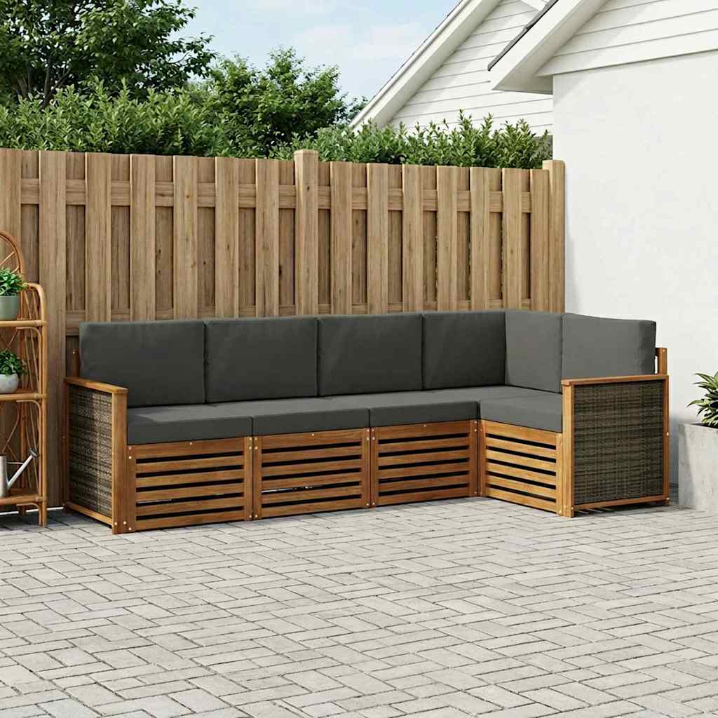 vidaXL Zestaw sofy narożnej z poduszką 6 pcs Naturalny i Antracytowy