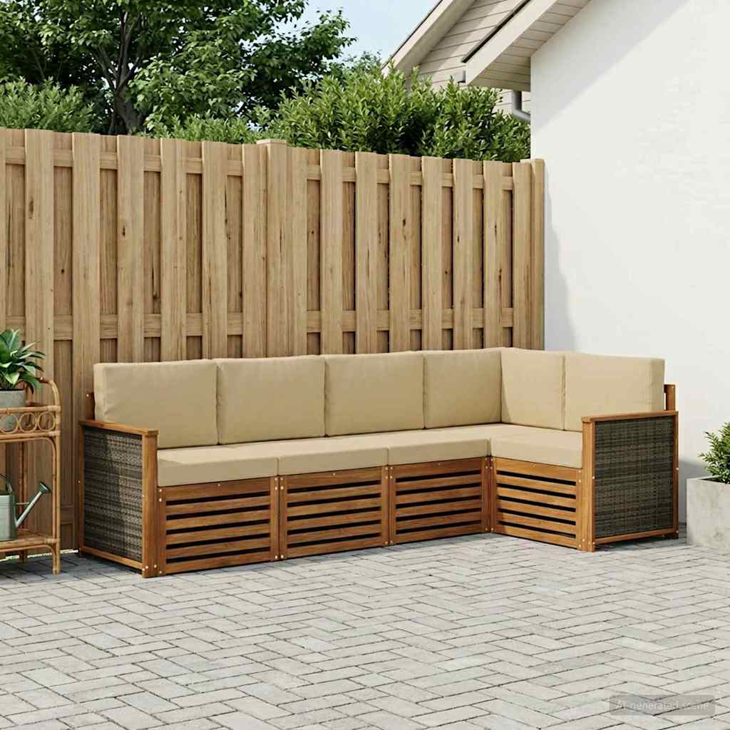 vidaXL Zestaw sofy narożnej z poduszką 6 pcs naturalny