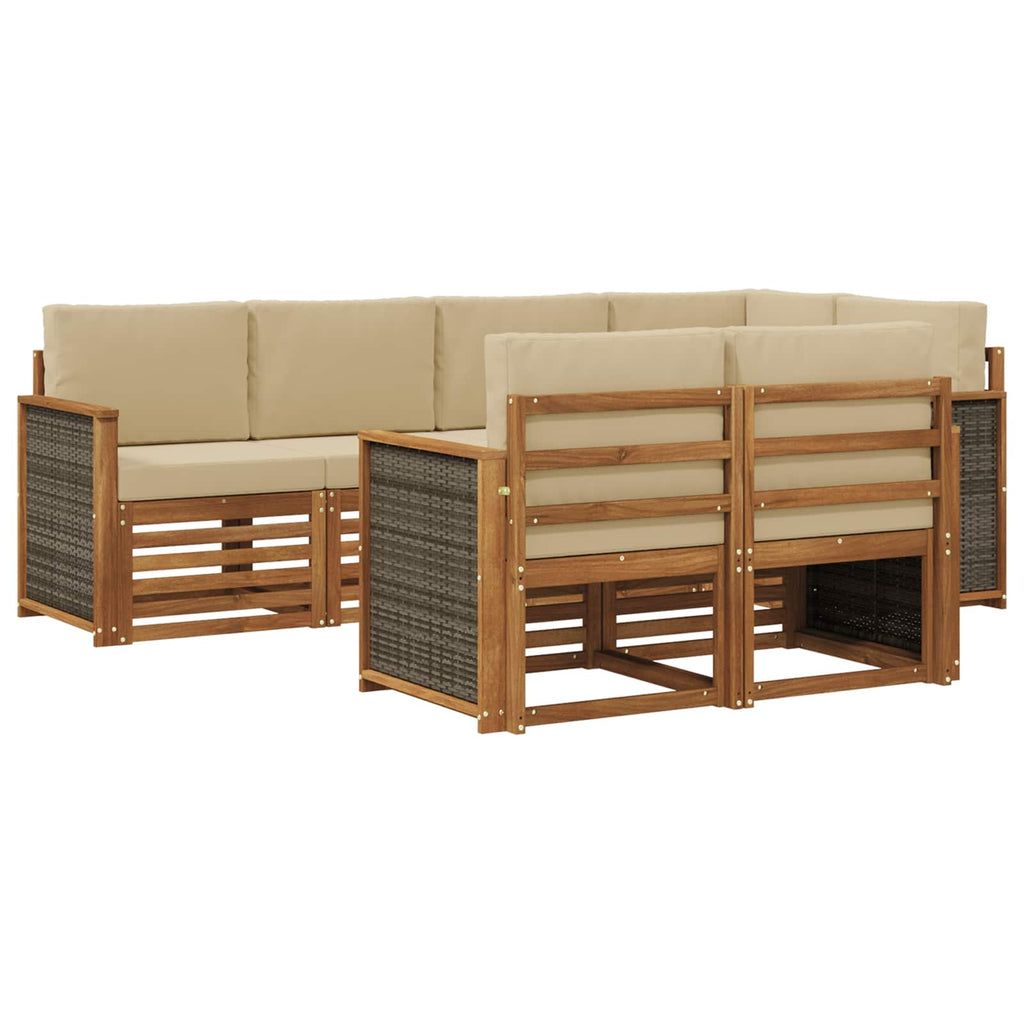 vidaXL Zestaw sofy narożnej z poduszką 6 pcs naturalny