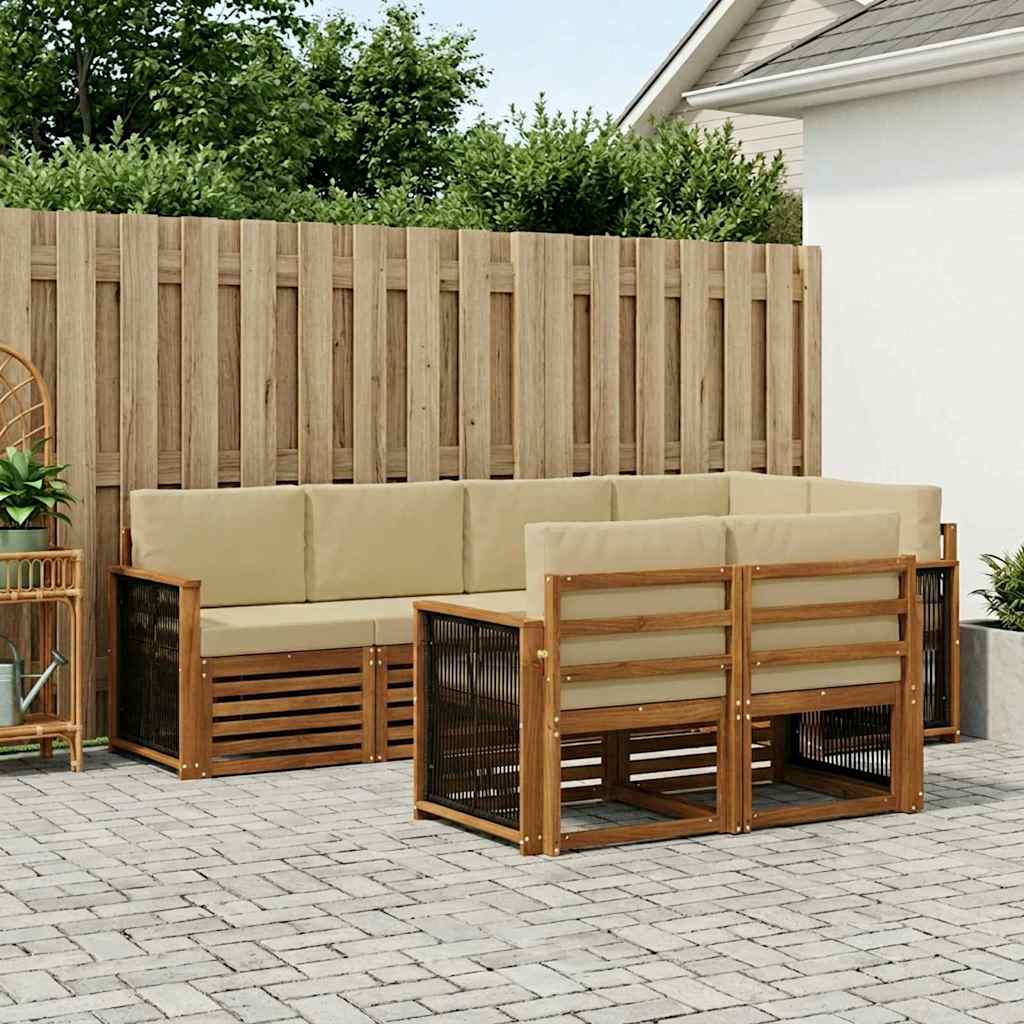 vidaXL Zestaw sofy narożnej z poduszką 6 pcs naturalny