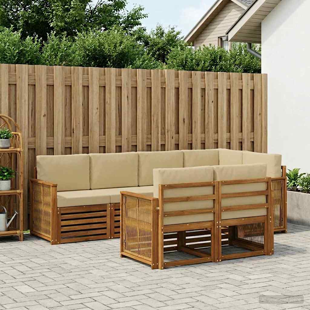 vidaXL Zestaw sofy narożnej z poduszką 6 pcs naturalny