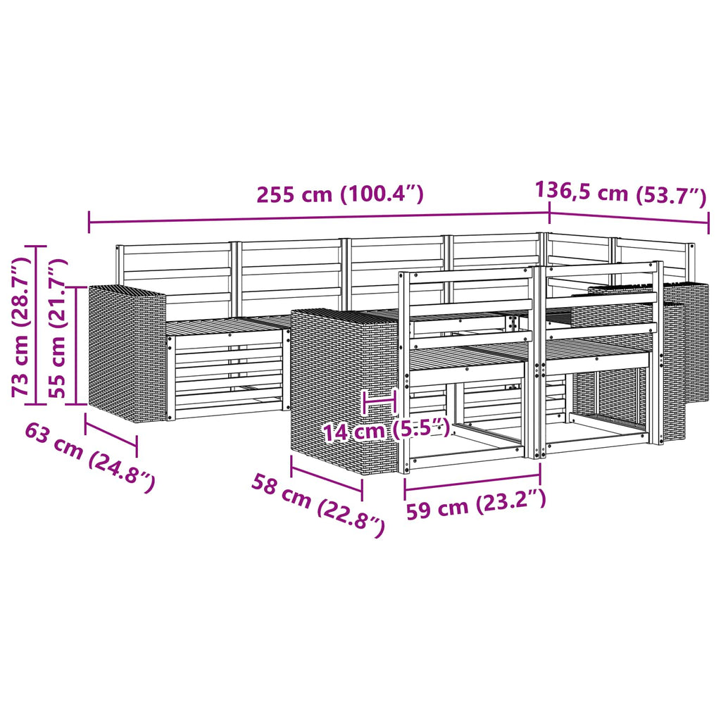 vidaXL Zestaw sofy narożnej 7 pcs naturalny