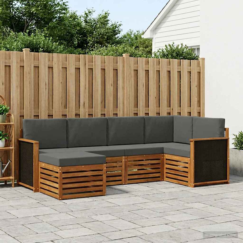 vidaXL Zestaw sofy narożnej z poduszką 5 pcs Naturalny i Antracytowy