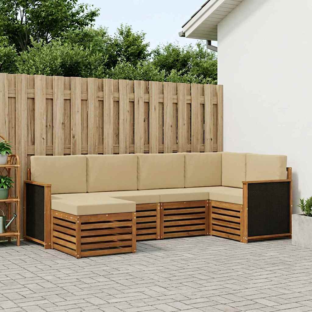 vidaXL Zestaw sofy narożnej z poduszką 5 pcs naturalny