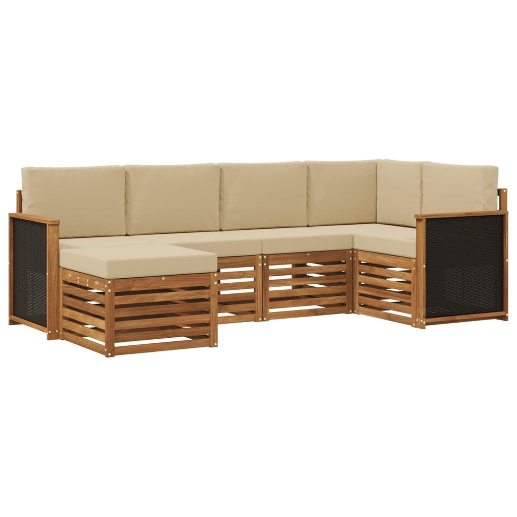 vidaXL Zestaw sofy narożnej z poduszką 5 pcs naturalny