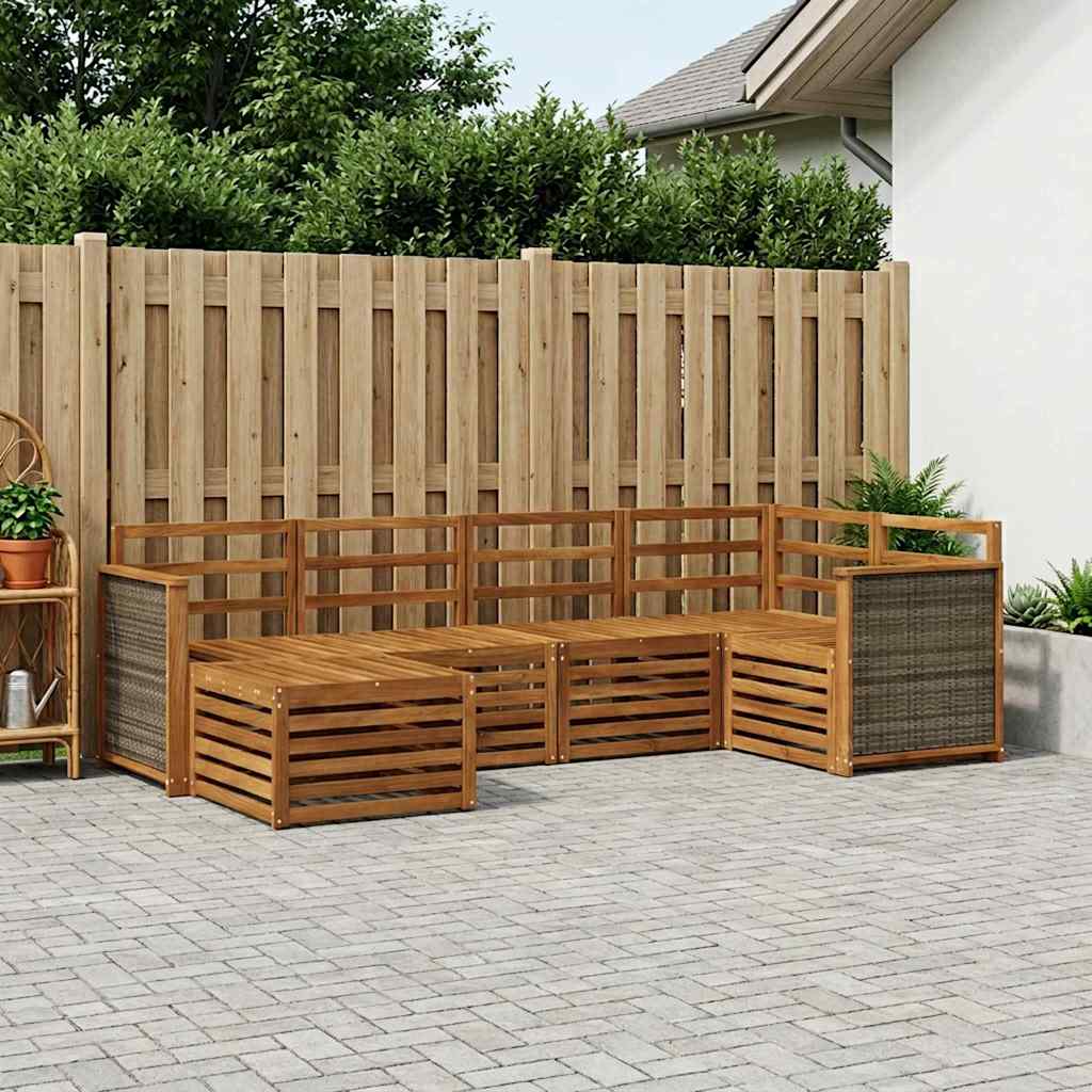 vidaXL Zestaw sofy narożnej 5 pcs naturalny Lite Drewno Akacji