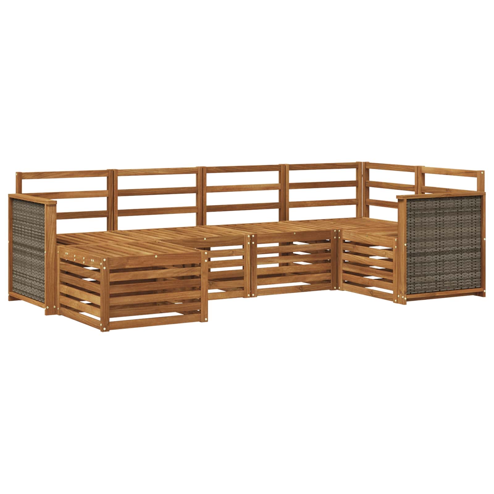 vidaXL Zestaw sofy narożnej 5 pcs naturalny Lite Drewno Akacji