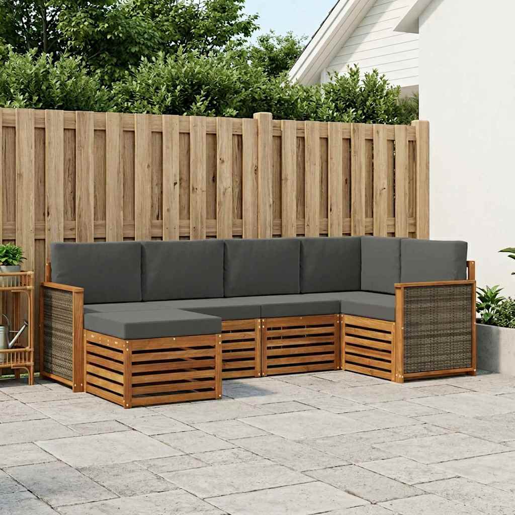 vidaXL Zestaw sofy narożnej z poduszką 5 pcs Naturalny i Antracytowy