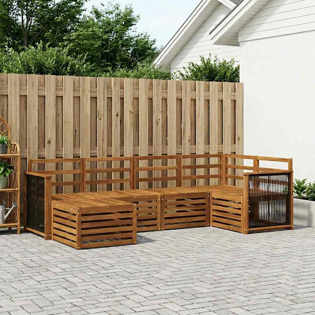 vidaXL Zestaw sofy narożnej 5 pcs naturalny Lite Drewno Akacji