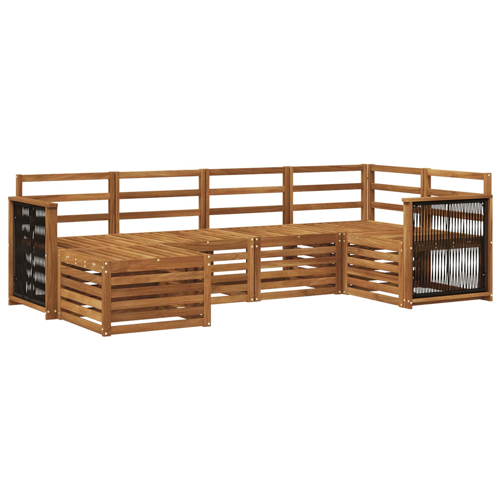 vidaXL Zestaw sofy narożnej 5 pcs naturalny Lite Drewno Akacji