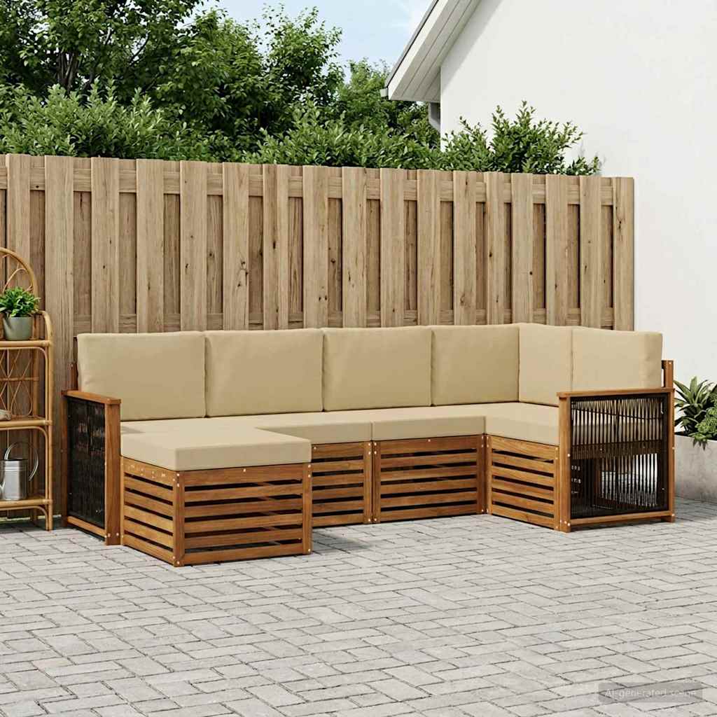 vidaXL Zestaw sofy narożnej z poduszką 5 pcs naturalny
