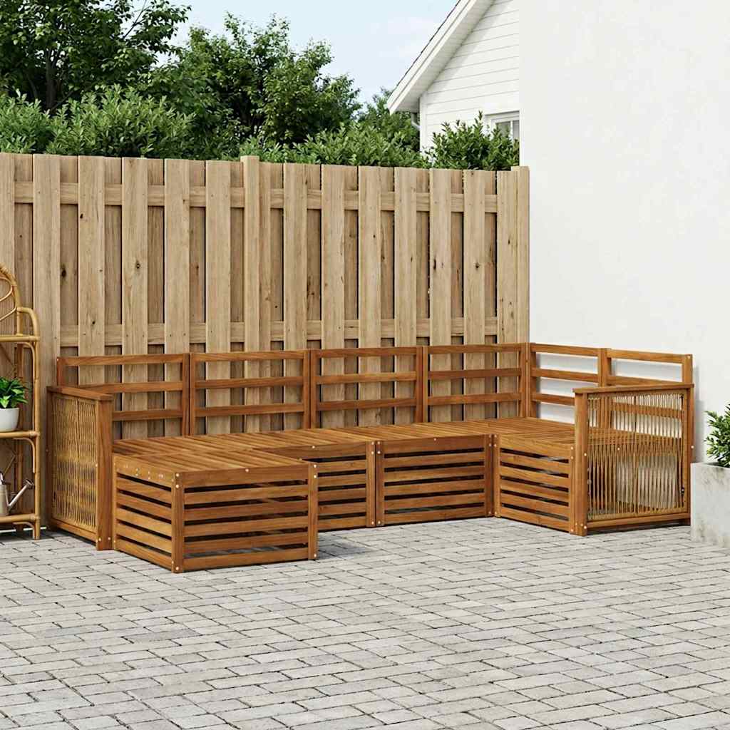 vidaXL Zestaw sofy narożnej 5 pcs naturalny Lite Drewno Akacji