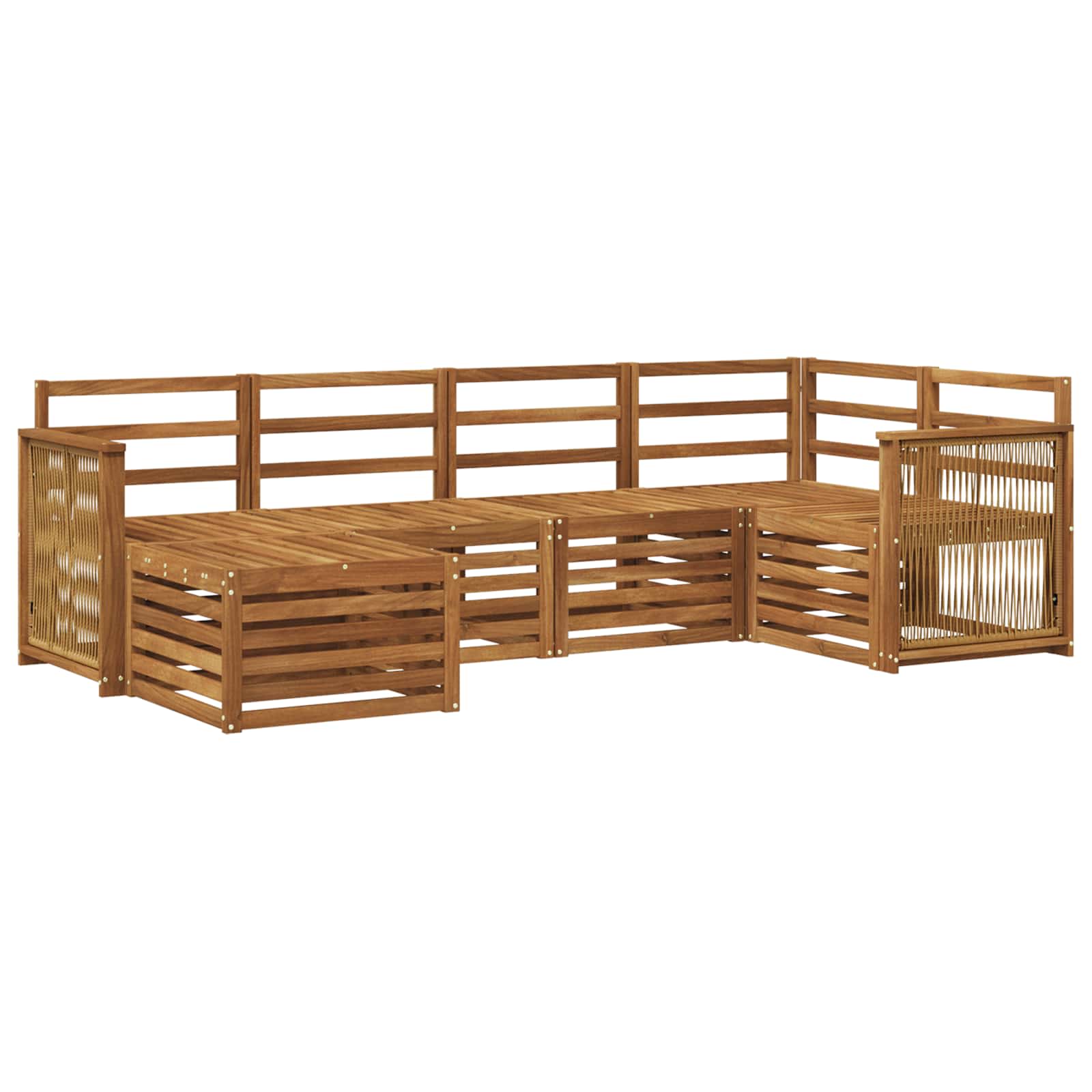 vidaXL Zestaw sofy narożnej 5 pcs naturalny Lite Drewno Akacji