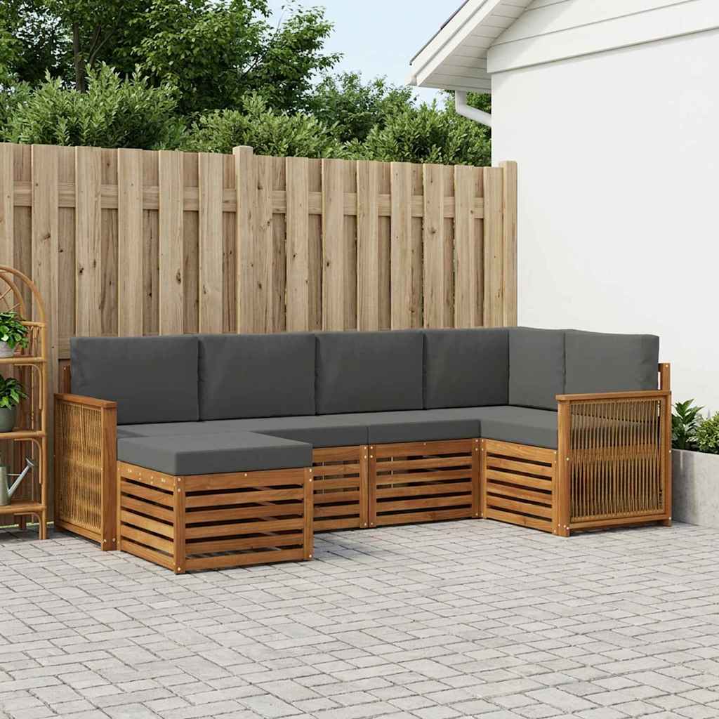 vidaXL Zestaw sofy narożnej z poduszką 5 pcs Naturalny i Antracytowy