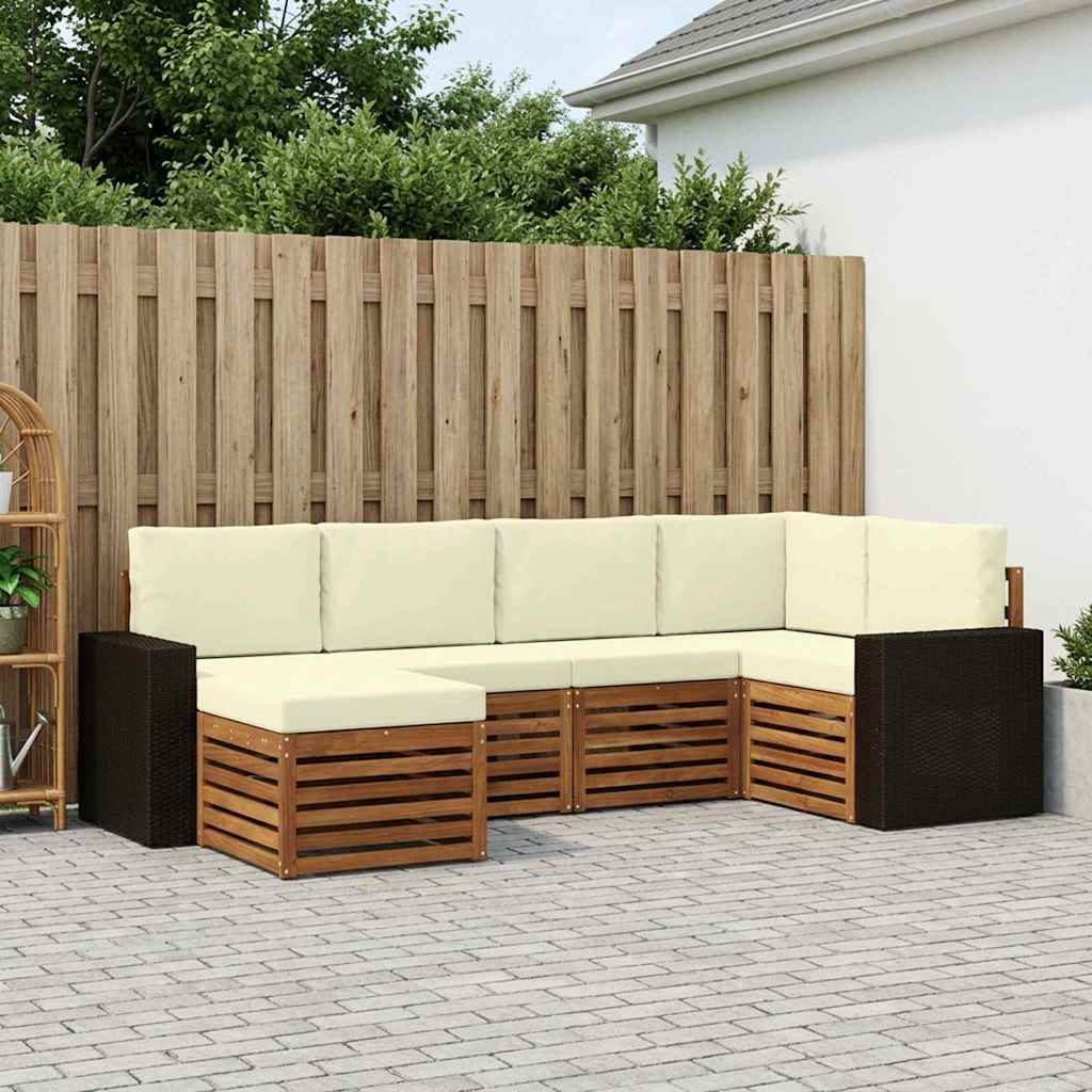 vidaXL Zestaw sofy narożnej z poduszką 6 pcs Naturalny i Kremowy