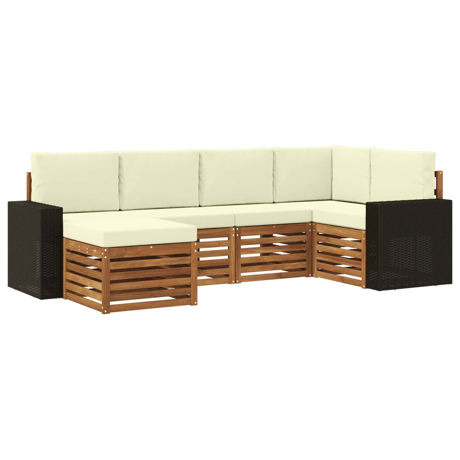 vidaXL Zestaw sofy narożnej z poduszką 6 pcs Naturalny i Kremowy