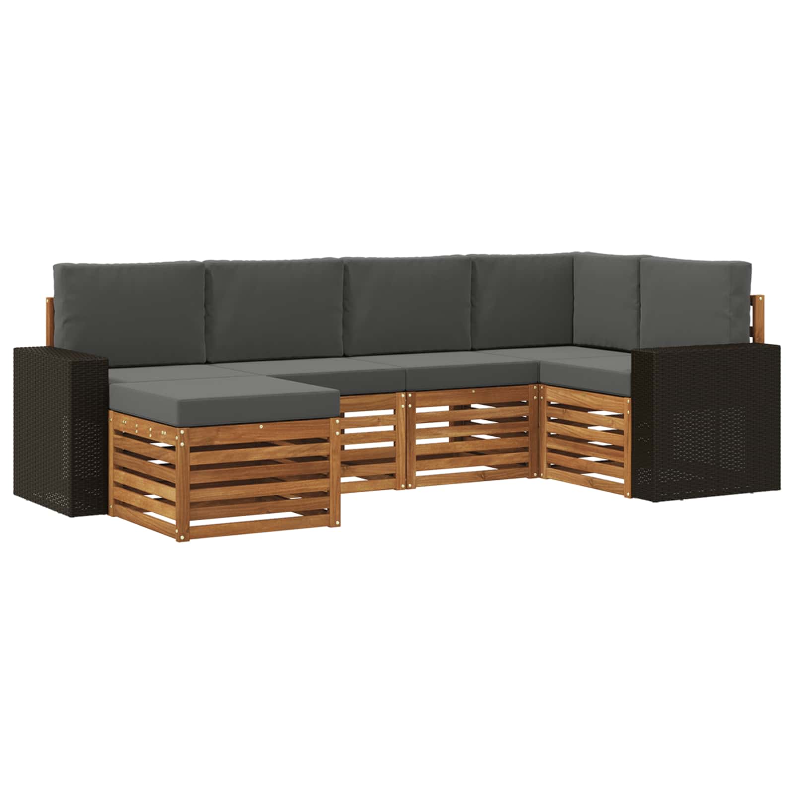 vidaXL Zestaw sofy narożnej z poduszką 6 pcs Naturalny i Antracytowy