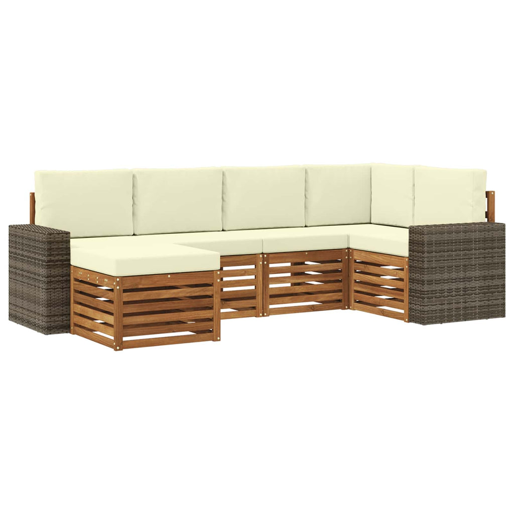 vidaXL Zestaw sofy narożnej z poduszką 6 pcs Naturalny i Kremowy