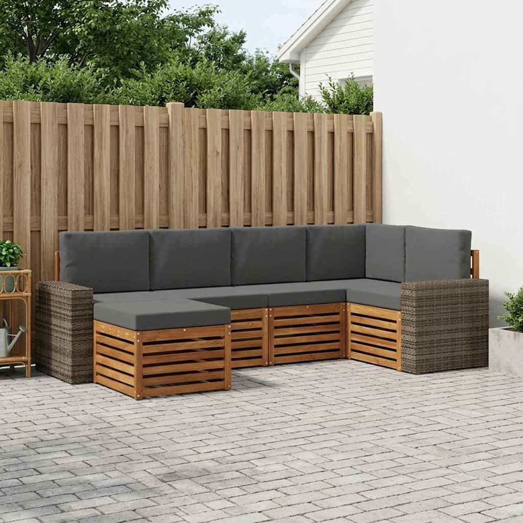 vidaXL Zestaw sofy narożnej z poduszką 6 pcs Naturalny i Antracytowy