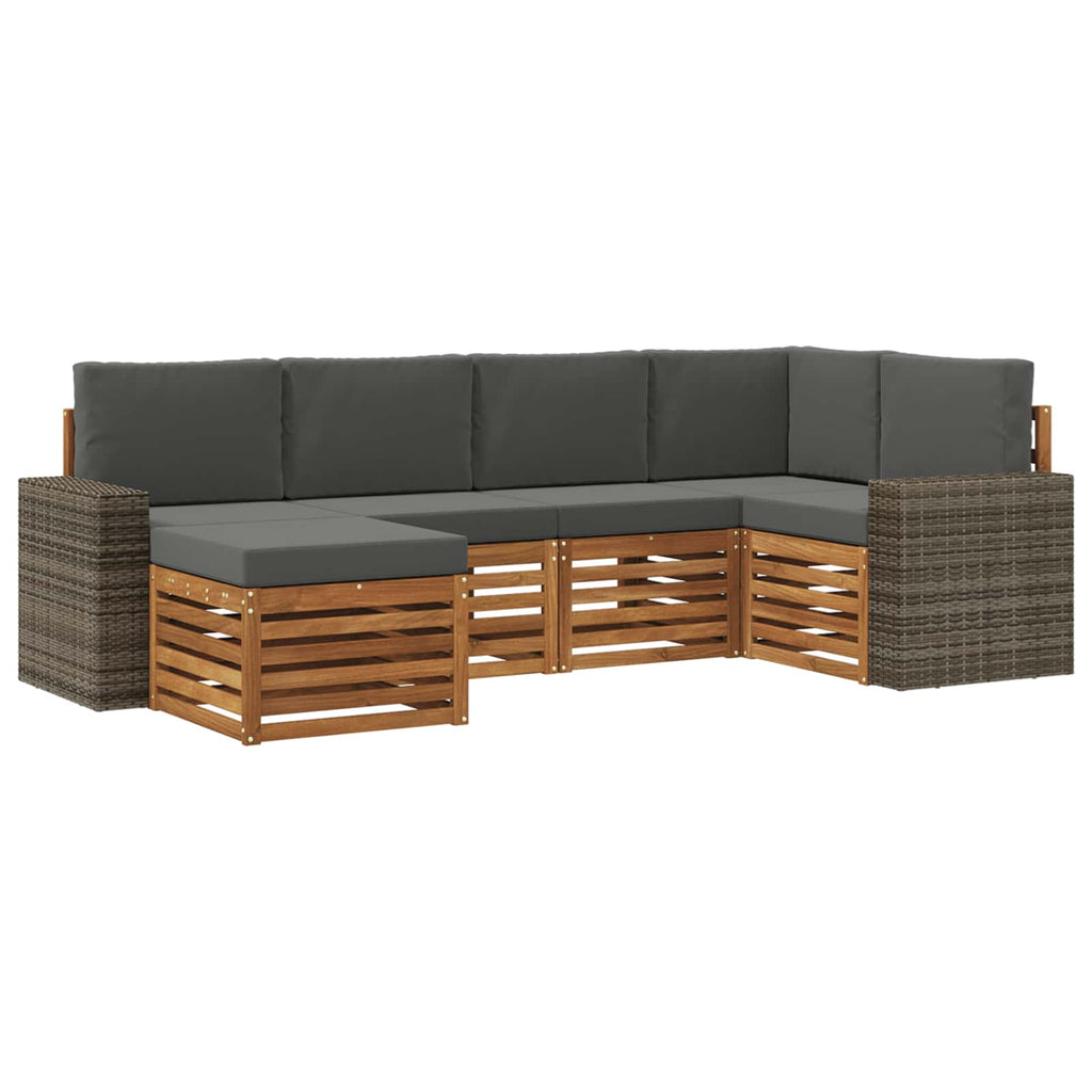 vidaXL Zestaw sofy narożnej z poduszką 6 pcs Naturalny i Antracytowy