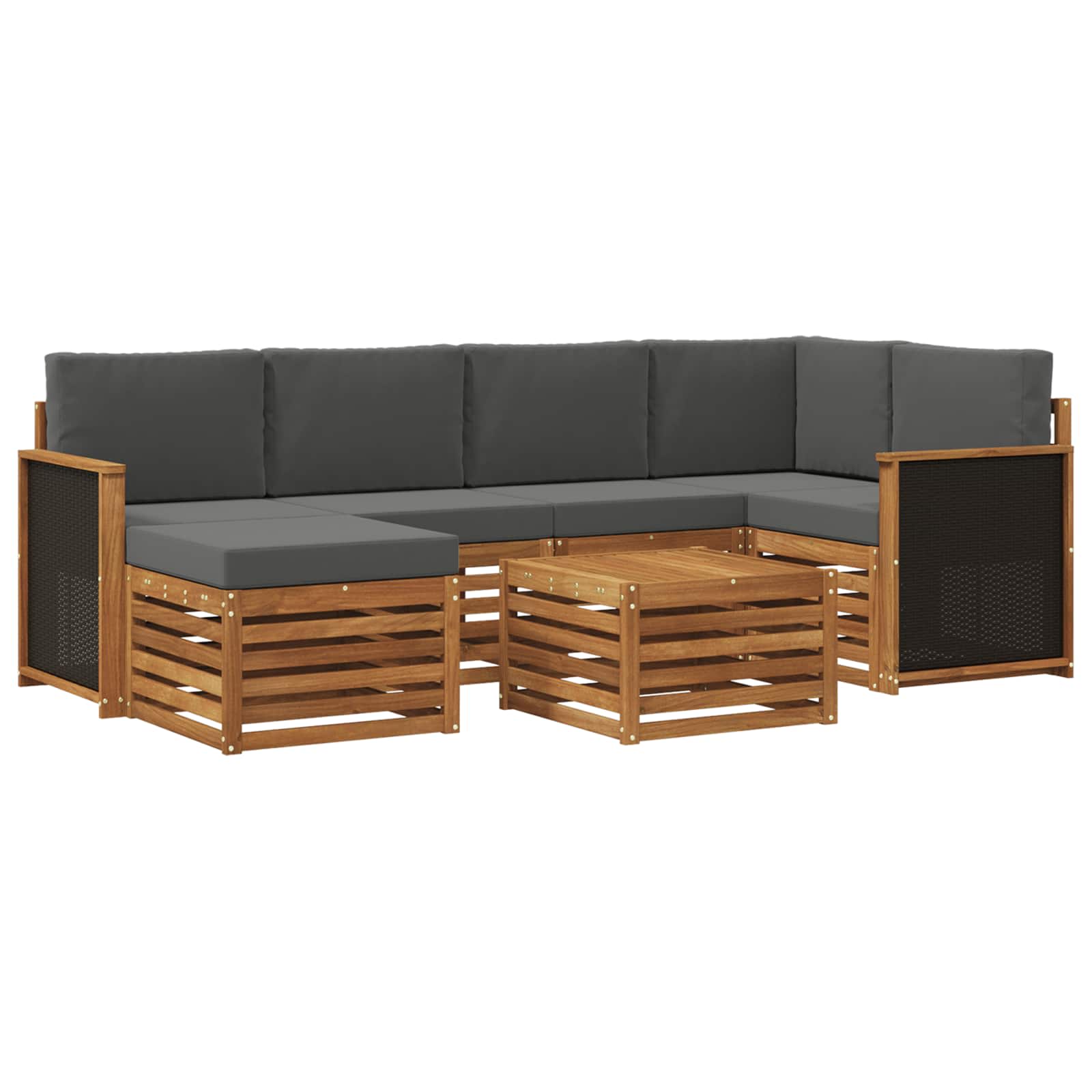 vidaXL Zestaw sofy narożnej z poduszką 6 pcs Naturalny i Antracytowy
