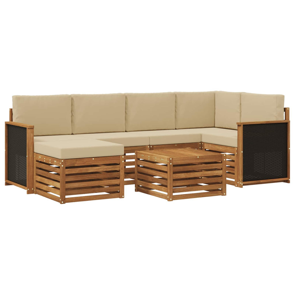 vidaXL Zestaw sofy narożnej z poduszką 6 pcs naturalny
