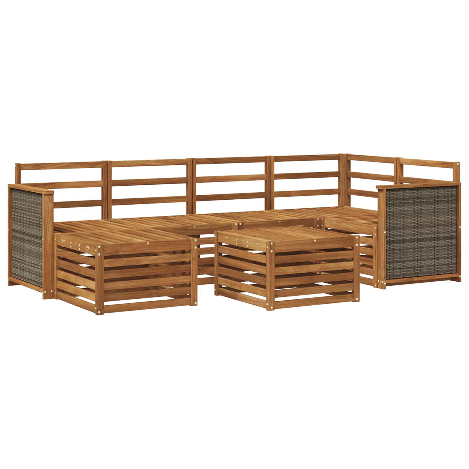 vidaXL Zestaw sofy narożnej 6 pcs naturalny Lite Drewno Akacji