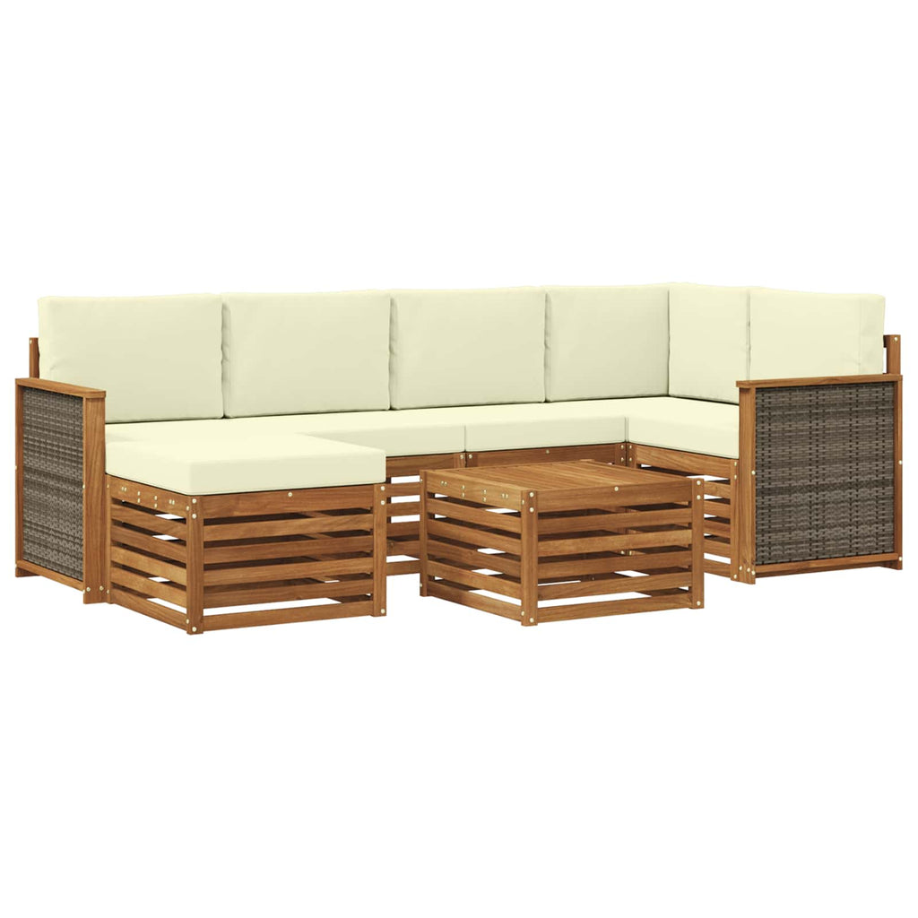 vidaXL Zestaw sofy narożnej z poduszką 6 pcs Naturalny i Kremowy